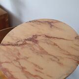 Louis XV style console in copper and pink marble 70s