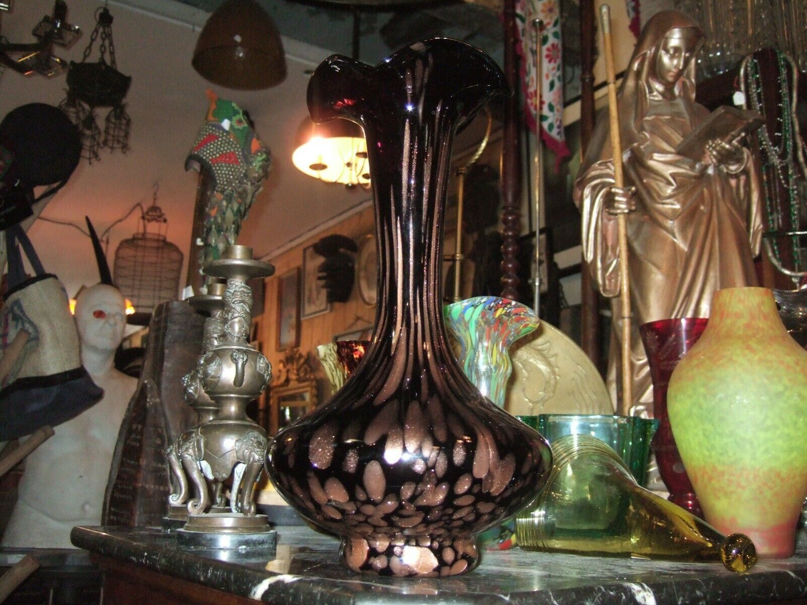 Aventurine glass inclusion vase