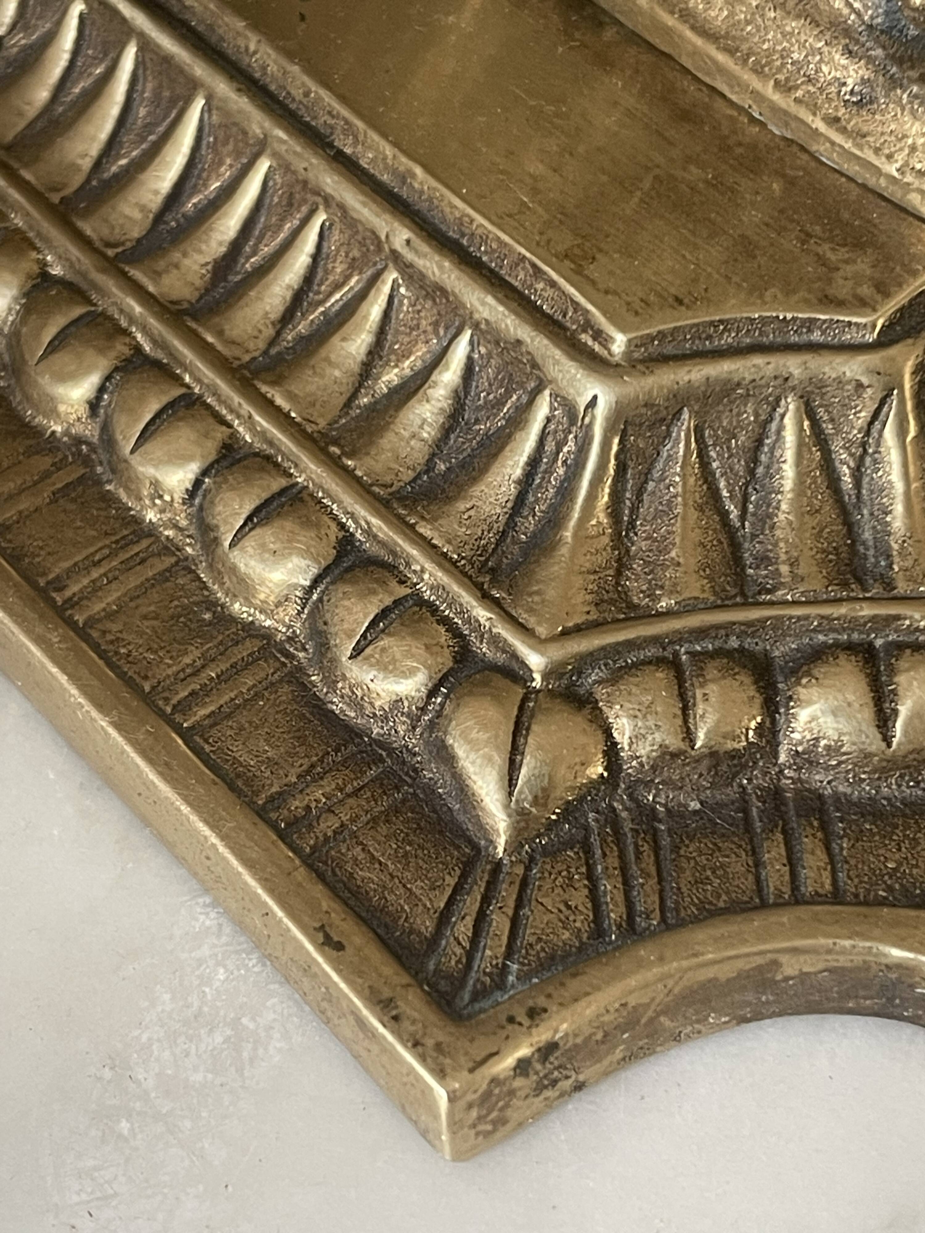 pair of Gothic decorative bookends in brass 1920