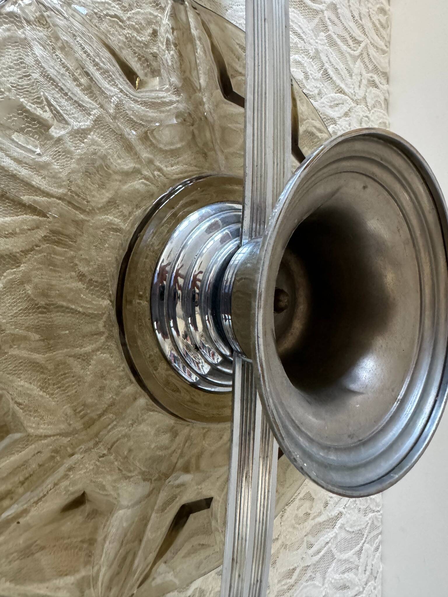 Art Deco smoked glass and aluminum bowl – France, 1935–50s