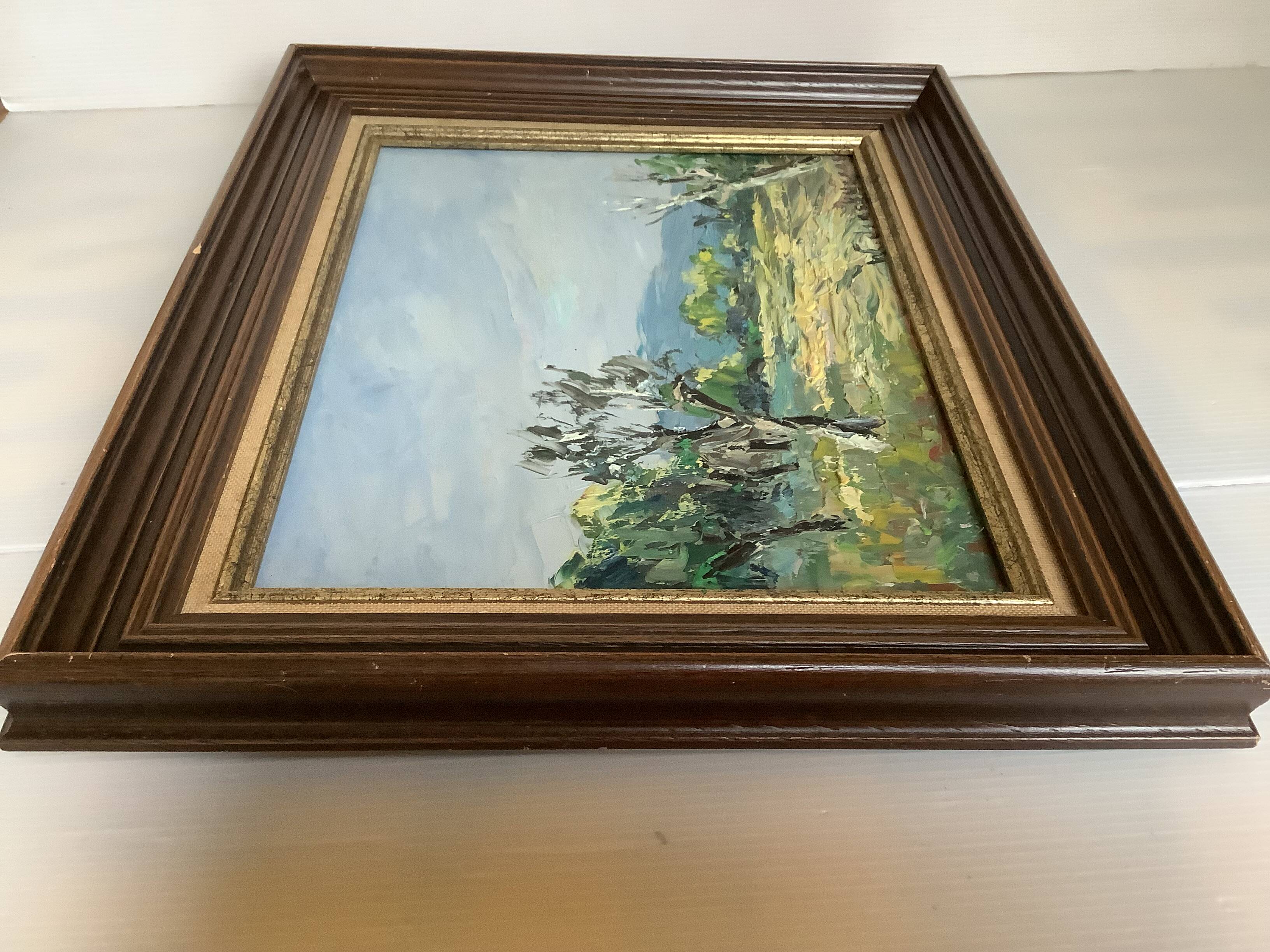 Oil painting on panel landscape