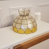 Chandelier in mother-of-pearl and brass