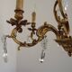 Large Heavy French Art Nouveau 6-Light Brass & Crystal Cage Chandelier