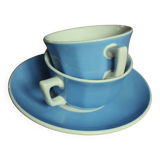A set of 2 coffee cups + 1 blue saucer from Villeroy Boch