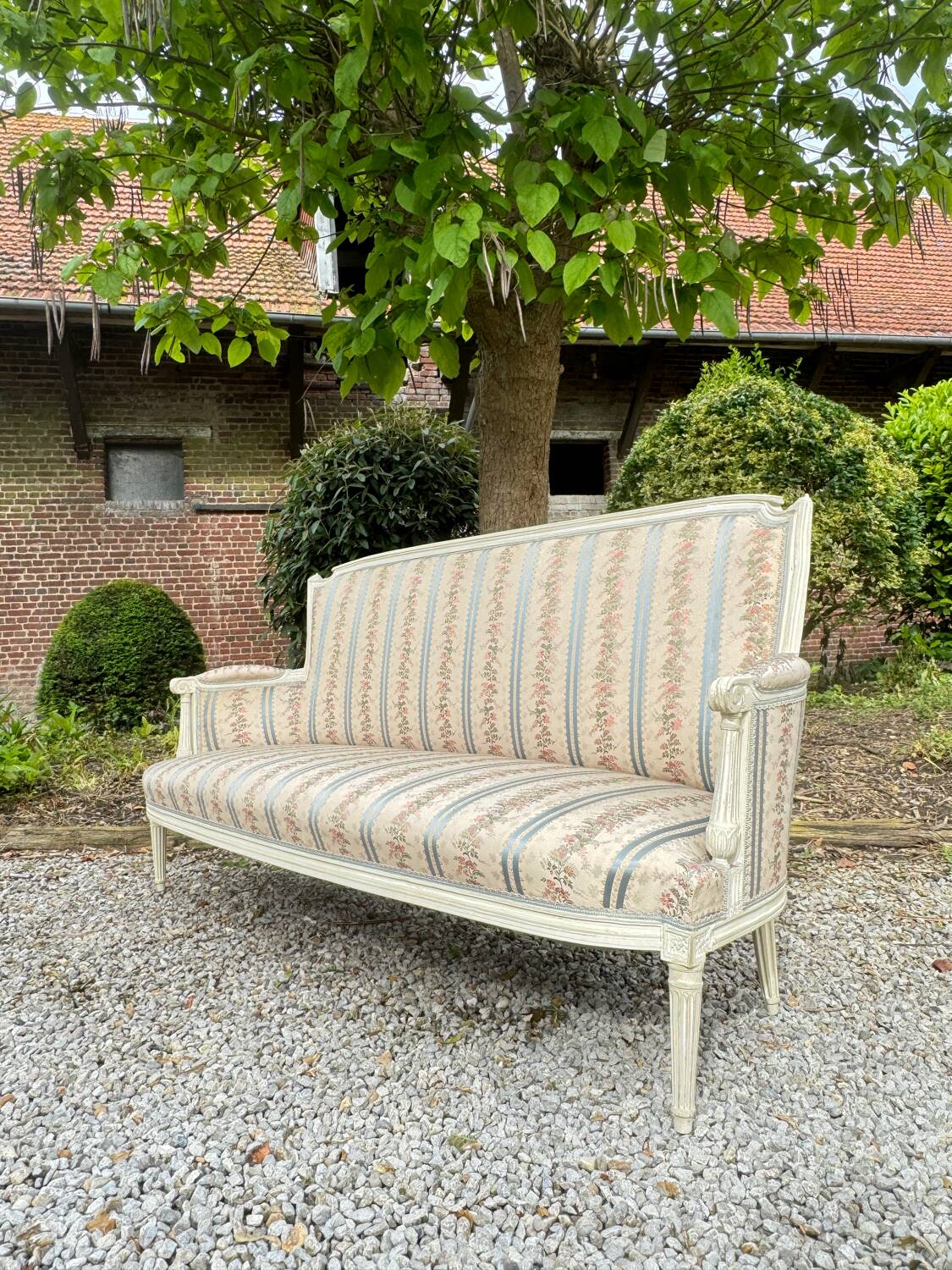 Large Sofa In Painted Wood From Louis XVI XVIII Eme Century