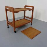 Danish Teak Bar Cart with Removable Tray, 1960s