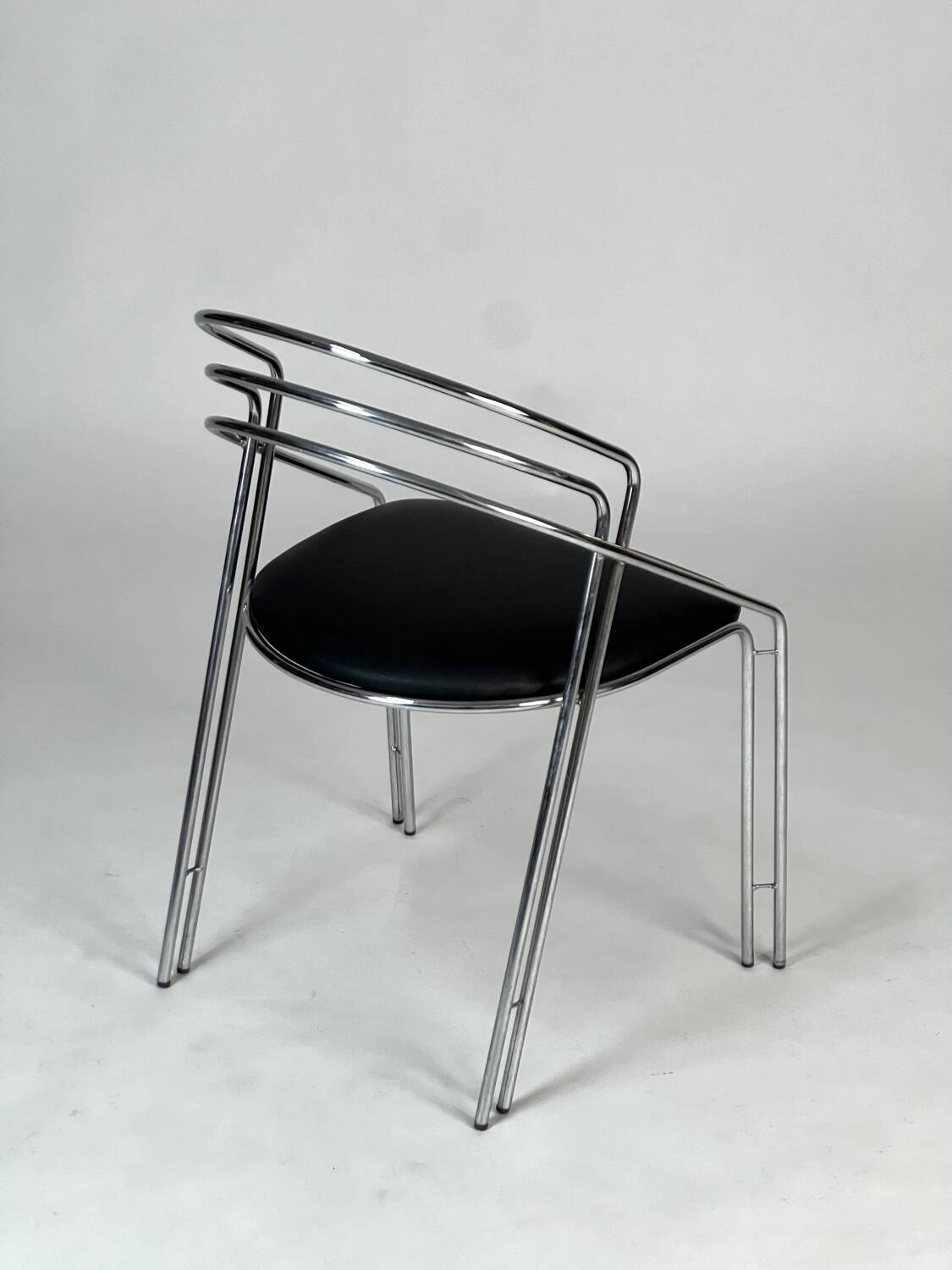 Vintage Chrome Chair Postmodern Italy 1980s