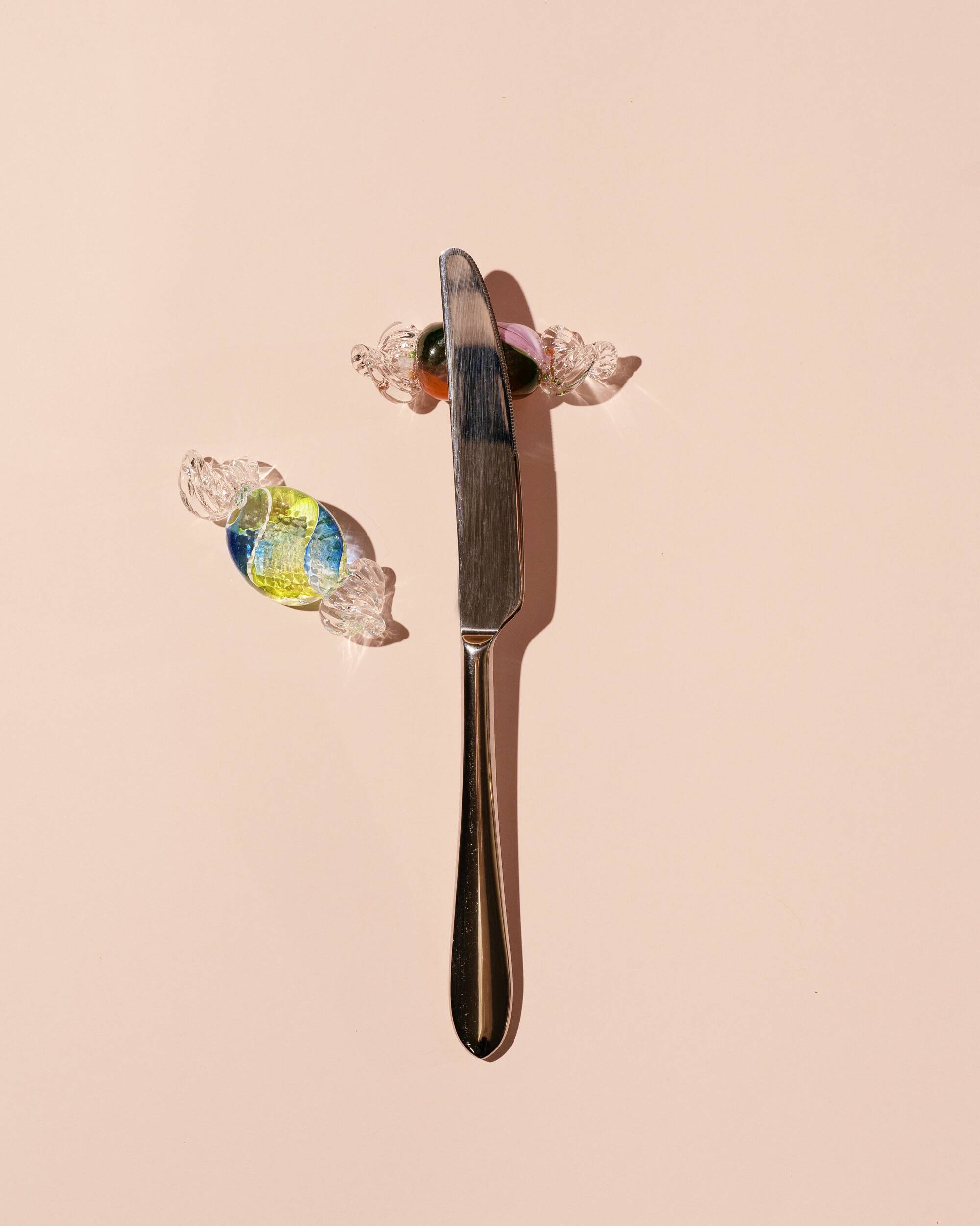 Mouthblown Crystal candy - cutlery rest