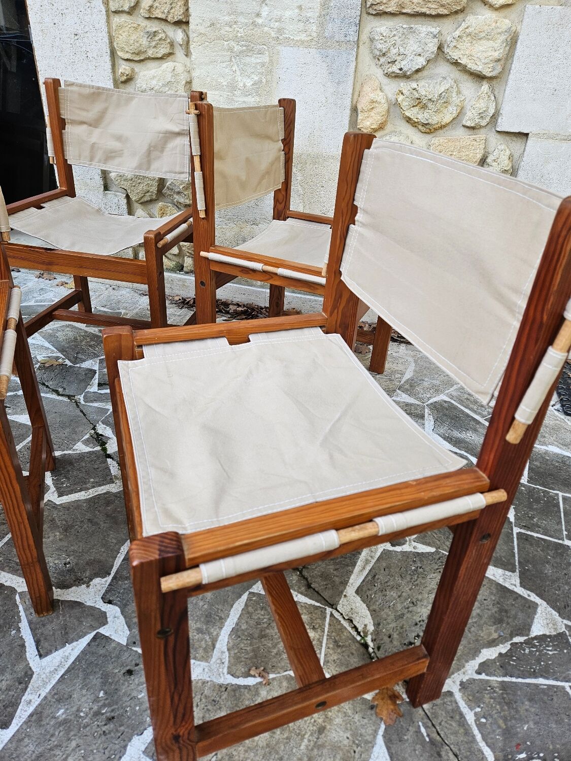 Set of 4 Safari chairs in pine