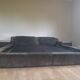 Double bed frame - Roche Bobois 1970s - complete - original green suede