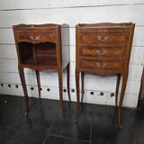 Pair of Louis XV style bedside tables in marquetry