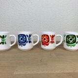 4 vintage Mobil mugs