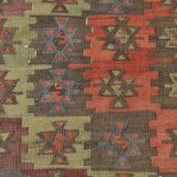 6x13 Rare Size Kilim Rug, Rugged Rug, 180x385Cm Antique Kilim Carpet