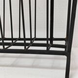 Modernist magazine holder black iron 60s