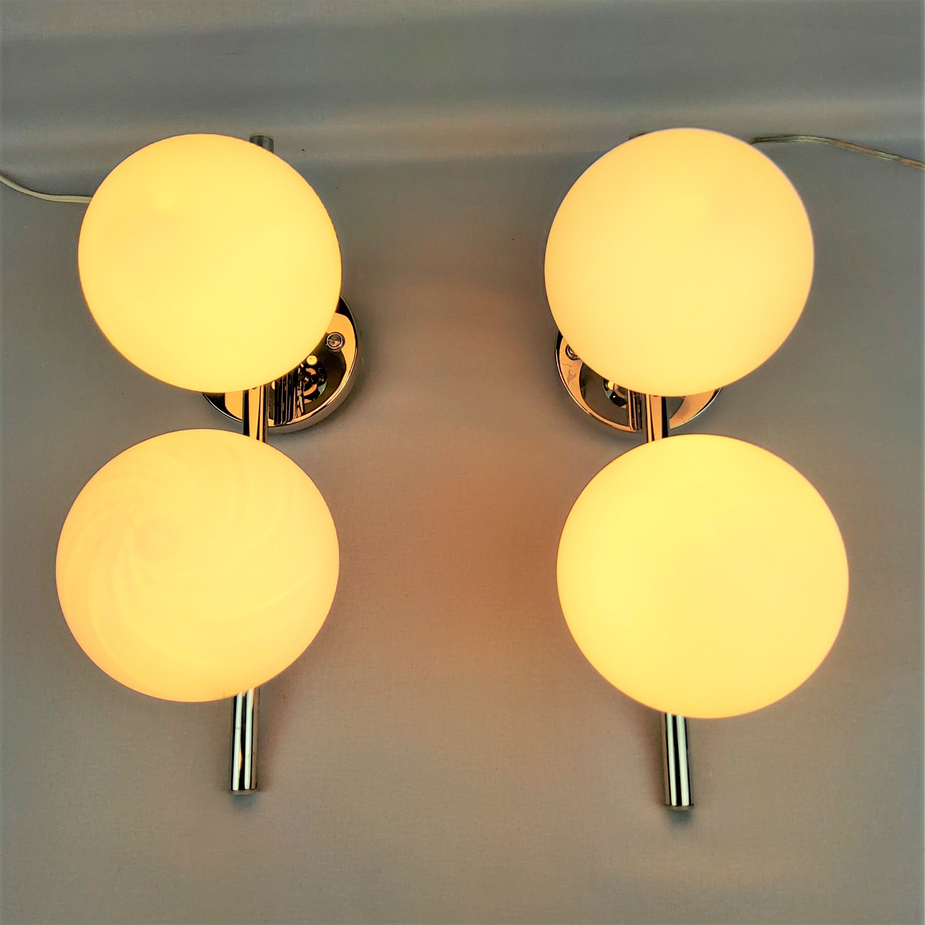 Double globe opalin sconces 1960