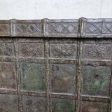 Old chest - dowry console from Bikaner in teak and wrought iron