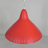 Hala suspension by H. Busquet with red shade and winding system, 1950s.