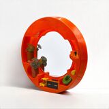 Space Age Orange Wall Mirror with Built-in Shelves 1970s