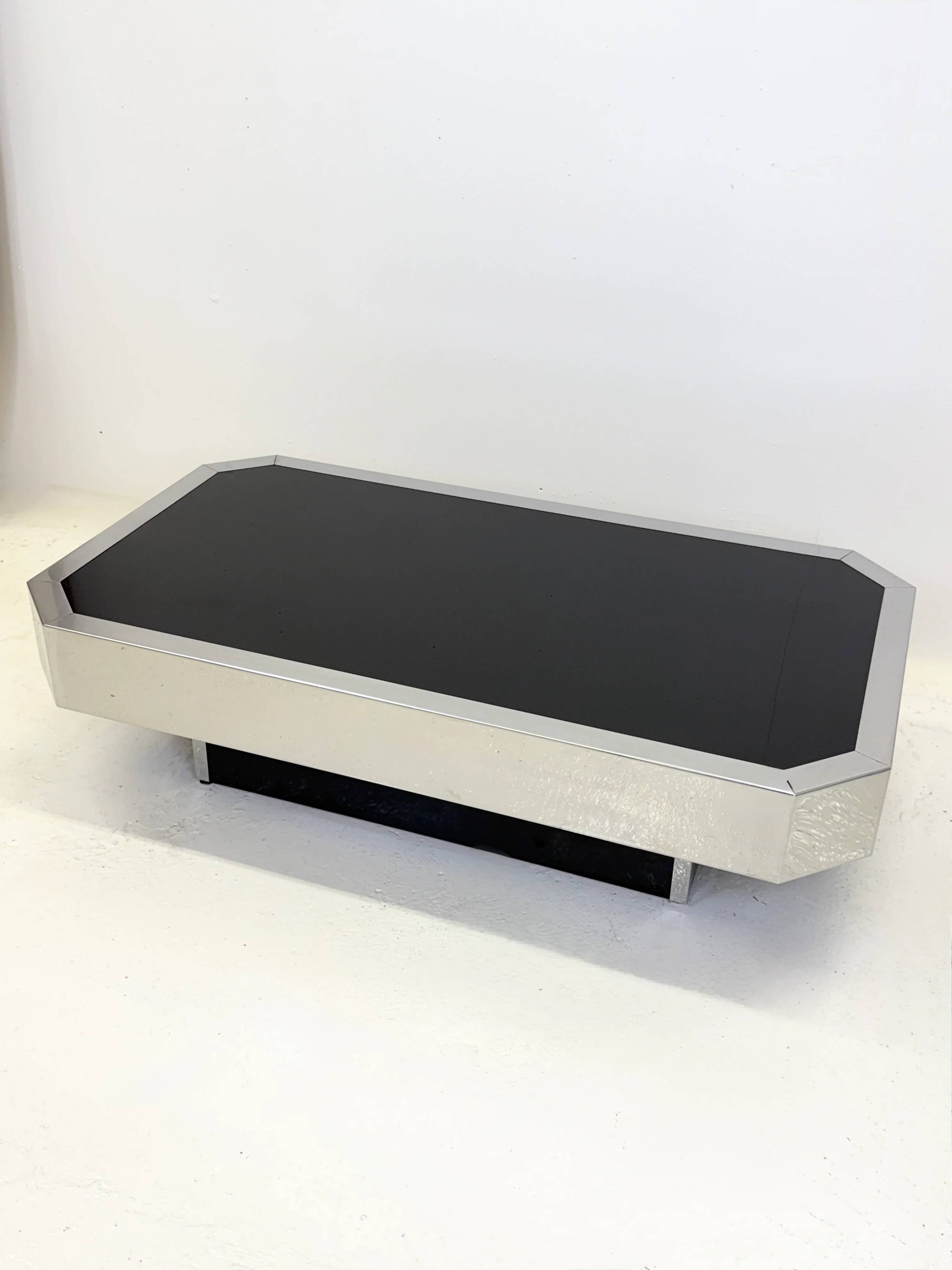 Table basse chromée DLG “Willy Rizzo”, Italie, 1970s
