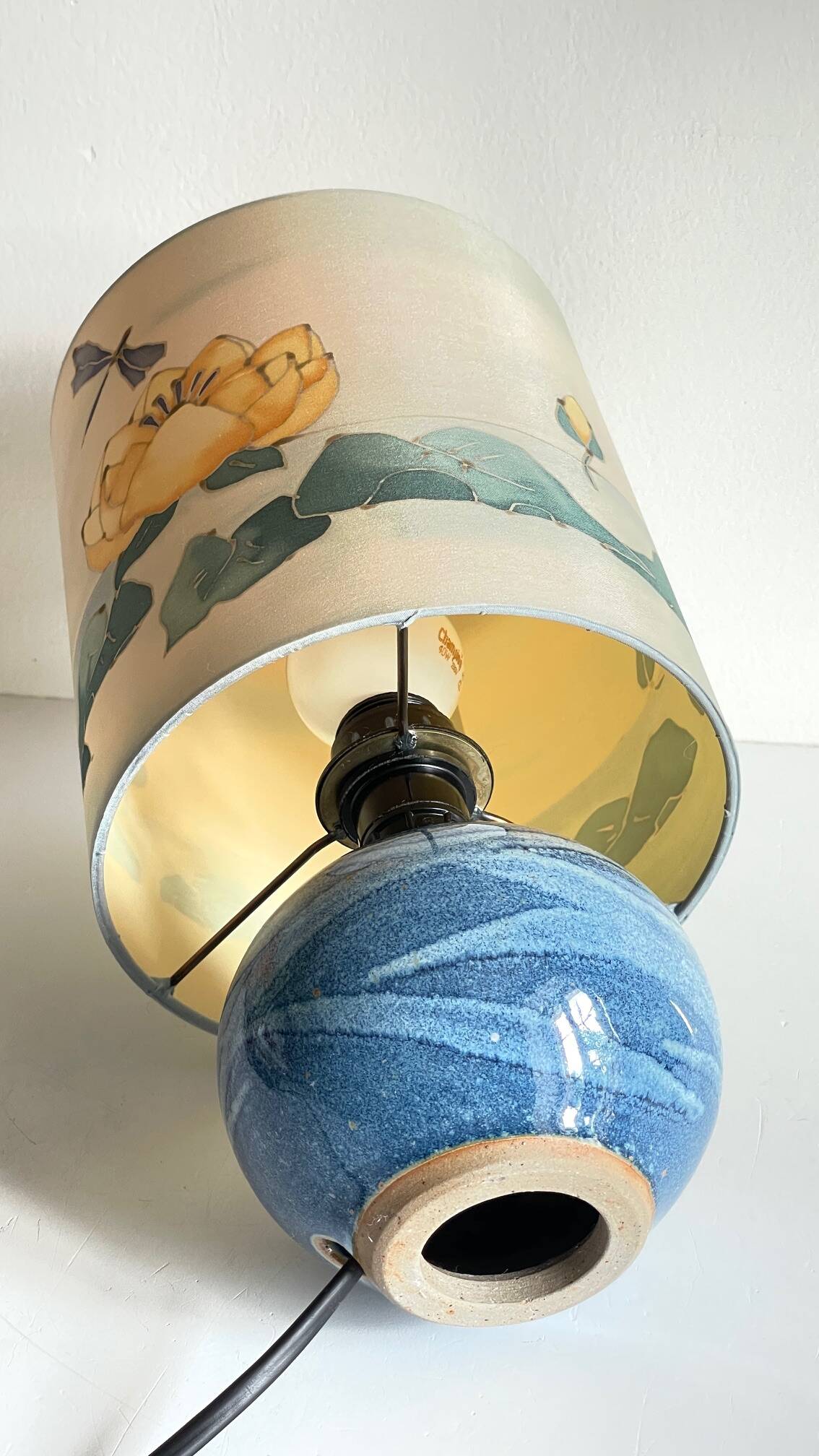 Vintage ceramic and silk ball lamp