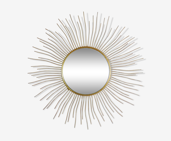 Miroir soleil forme libre vintage en métal doré, années 60