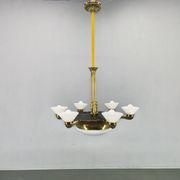 Art Deco chandelier with glass shade, Czechoslovakia, 1930s