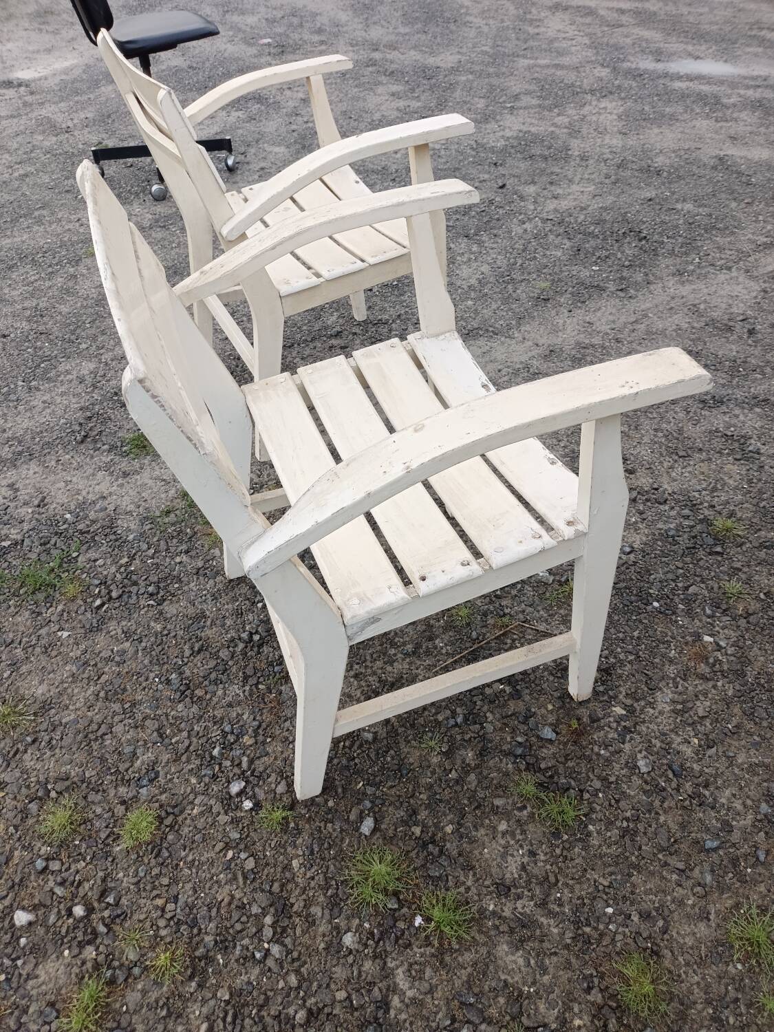 Pair of wooden armchairs