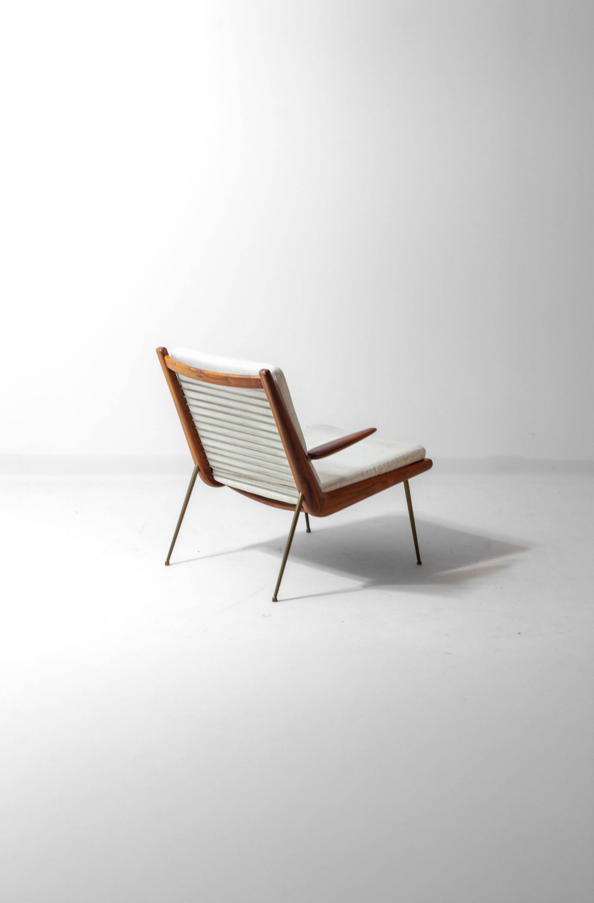 Minimalist 'Boomerang' lounge chair by Peter Hvidt & Orla Møgaard, Denmark