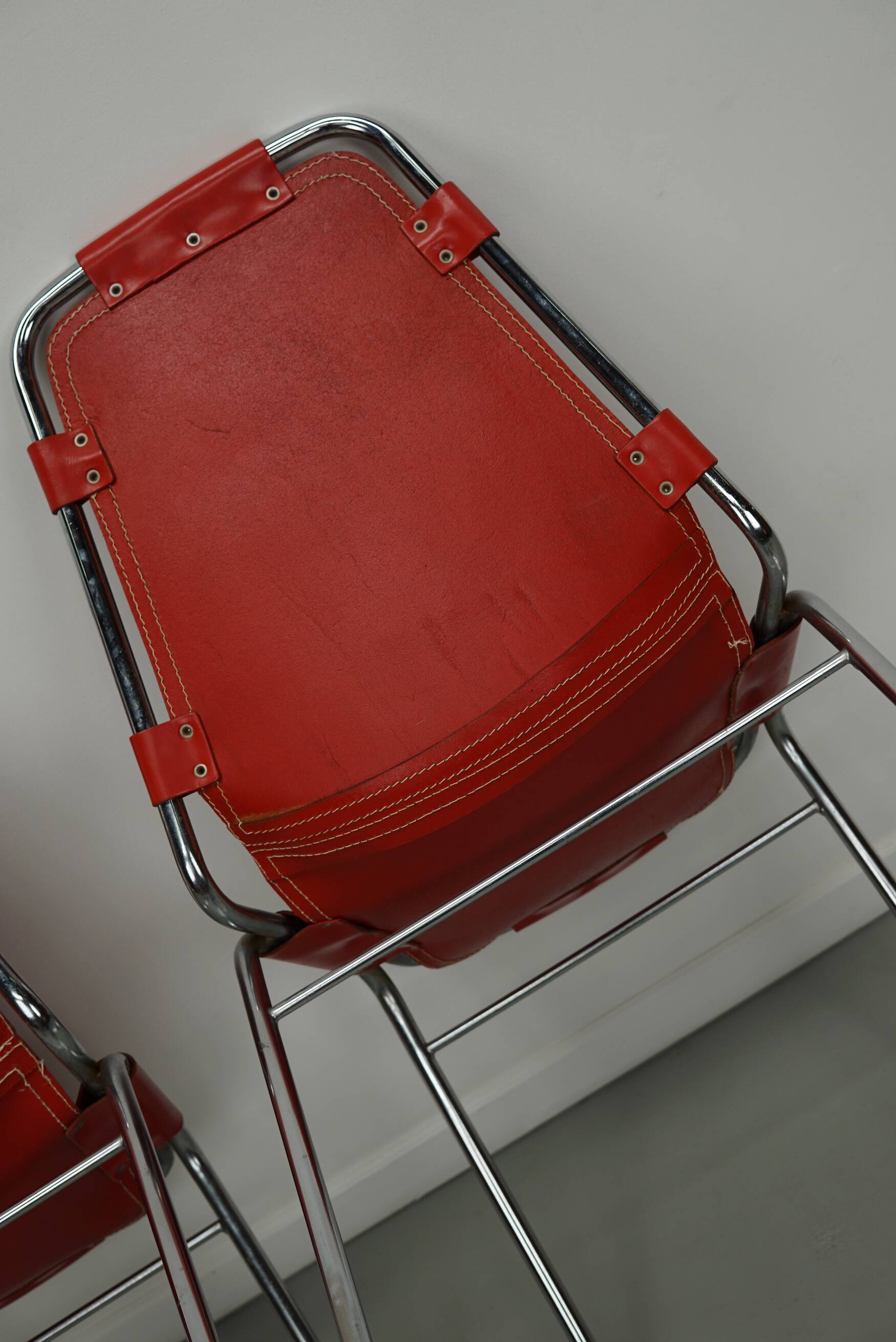 Set of Two Red Chairs by Dalvera for Les Arcs, 1960s
