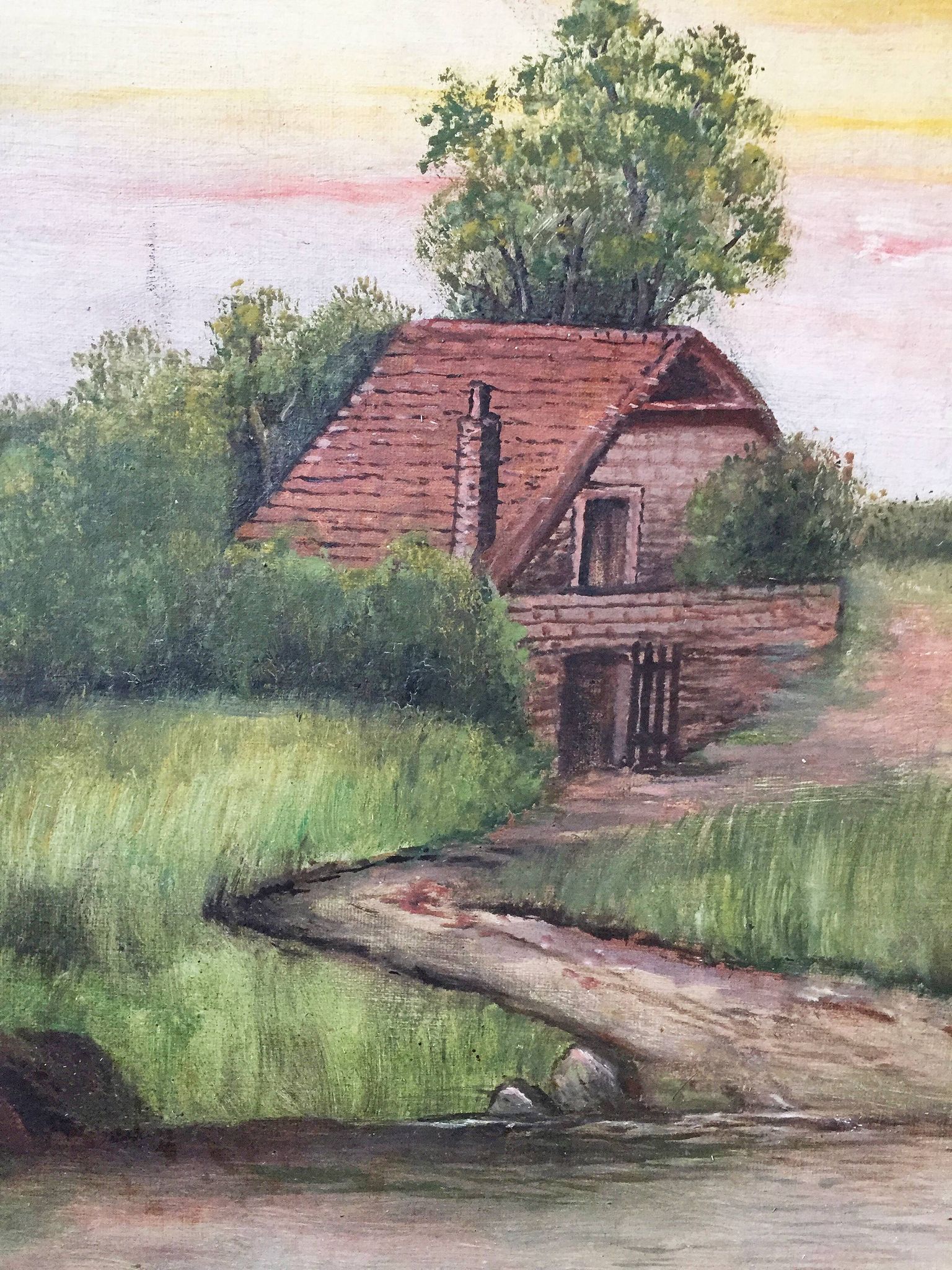 Old canvas landscape 65 x 54 cm