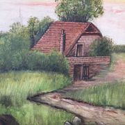 Old canvas landscape 65 x 54 cm