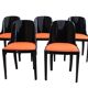 Art Deco Chair in Ebonized Wood, Orange Fabric, France, 1930