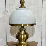 1980s lamp in brass and white opaline