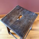 Old workshop stool, solid wood kitchen
