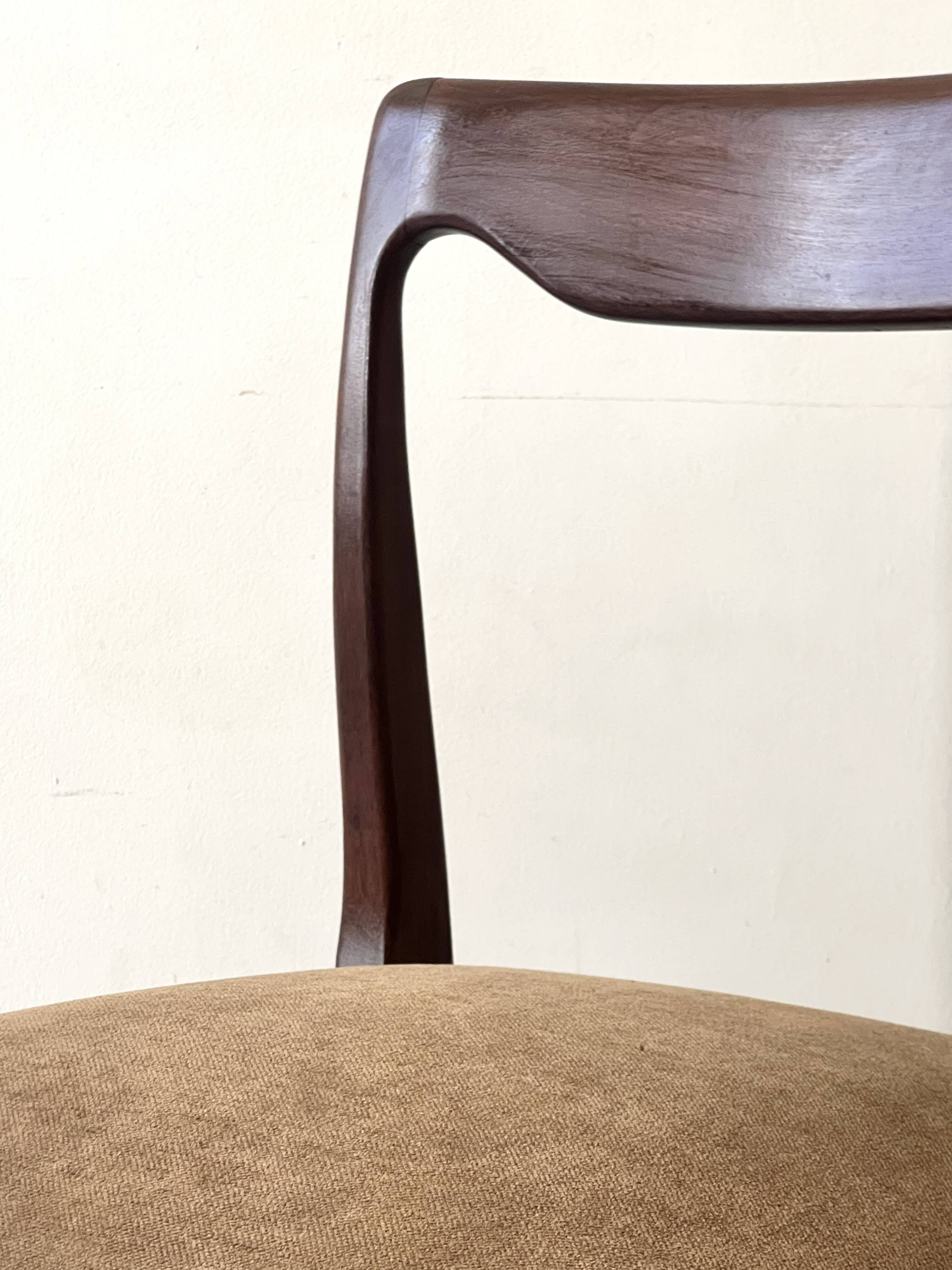 Scandinavian chair in teak & velvet by Niels Otto Moller, Denmark 1950