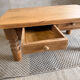 Antique solid wood coffee table – 2 drawers – turned legs
