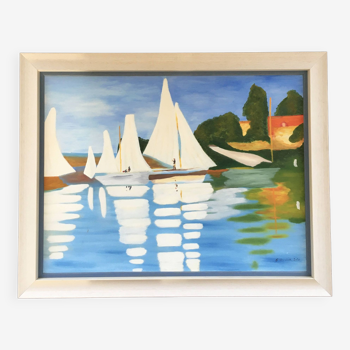 Painting white sailboats