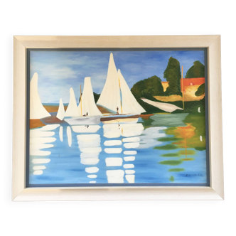 Painting white sailboats