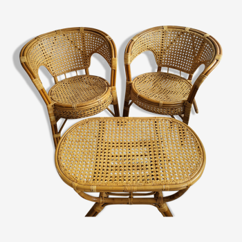 Chairs and rattan table