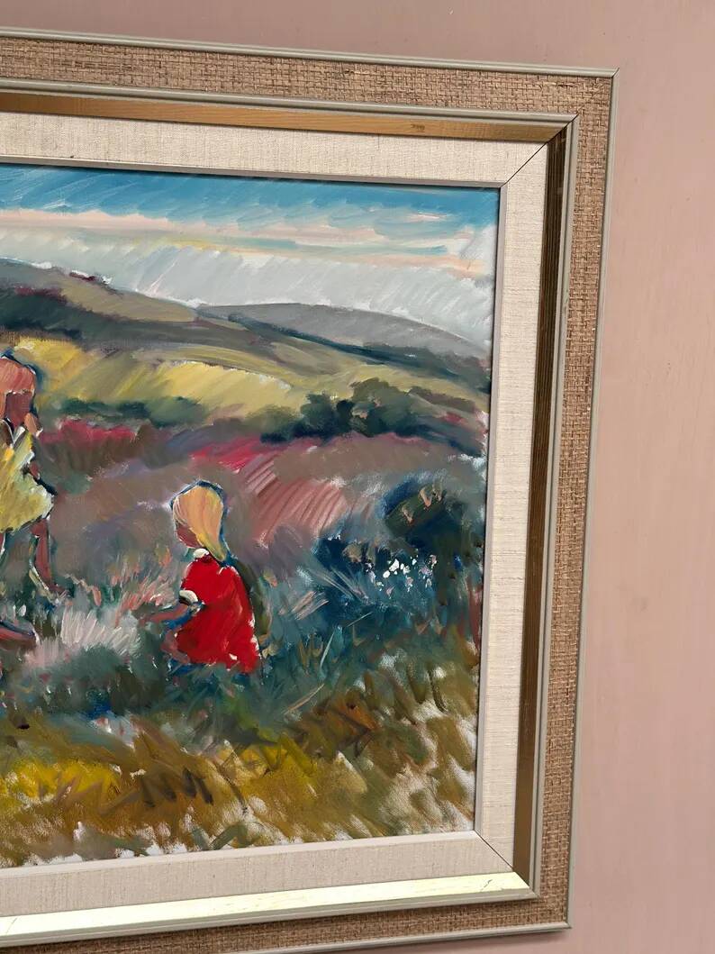 Original Swedish Oil on Canvas - "Children Playing" by Nils Sewerin (1920-1985) - Signed - Vintage and Framed - 77 × 66 cm (30.3" × 26")