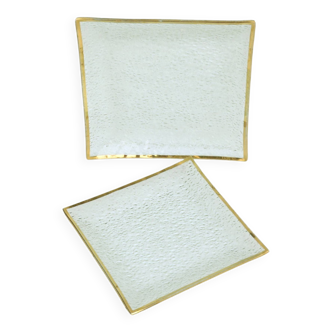 A pair of glass plates with a gold-plated edge, Poland in the 1970s.