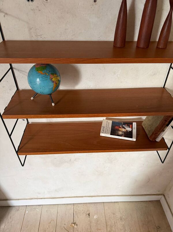 Bibliothèque étagères murales filaire vintage en teck style String