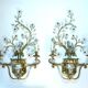 Large Italian gilt metal and crystal glass sconces from Banci Firenze, 1960s, set of 2