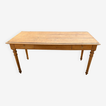 Solid oak farmhouse or desk table with 2 drawers 1900