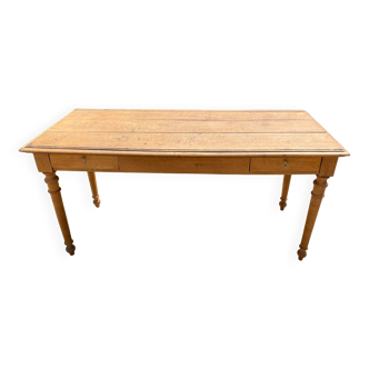 Solid oak farmhouse or desk table with 2 drawers 1900