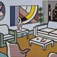 1980s Original Roy Lichtenstein "Interior With Skyline" Limited Edition Lithograph