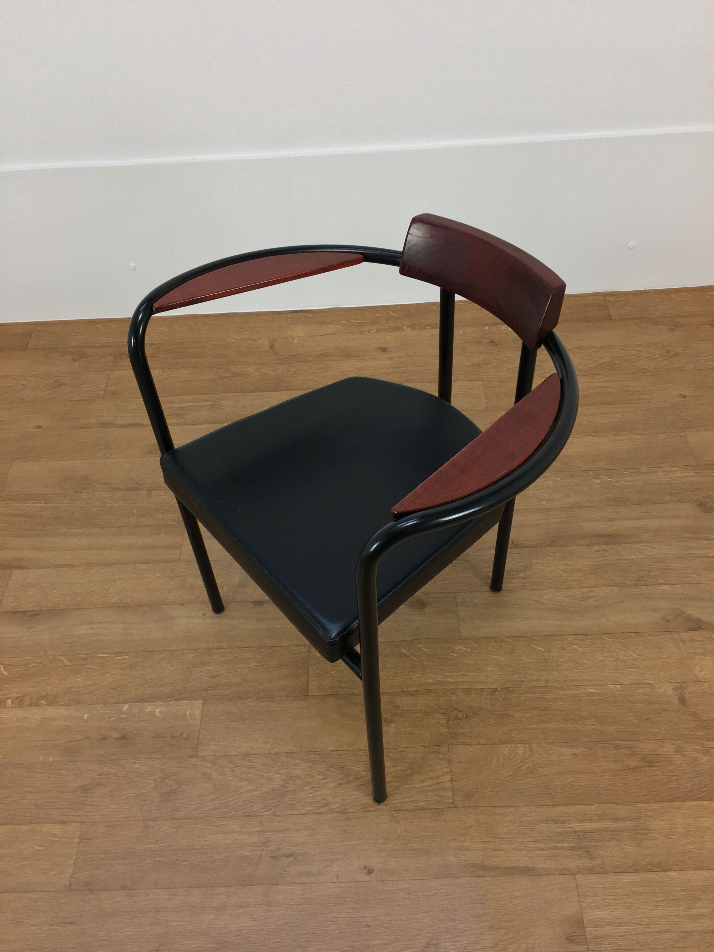 Artelano leather and wood office chair, 80s