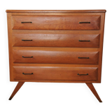 Vintage chest of drawers with compass legs, in oak.