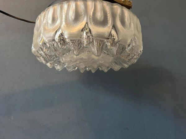 Plafonnier décoratif vintage en verre épais du milieu du siècle
