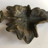 Empty pocket or ashtray leaf in old bronze